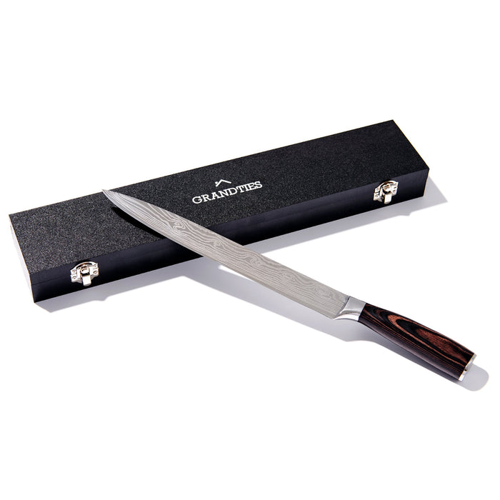 【GrandTies】高級X50CrMoV15高碳不鏽鋼切片刀/刀具GT1002(大馬士革紋刀)